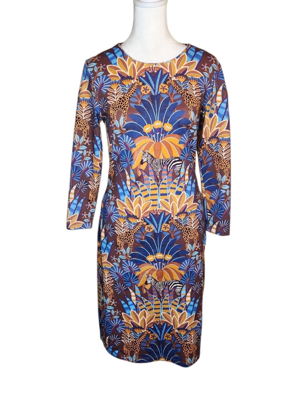 J McLaughlin Sophia Safaria Animal Floral Print Catalina Cloth Dress XS